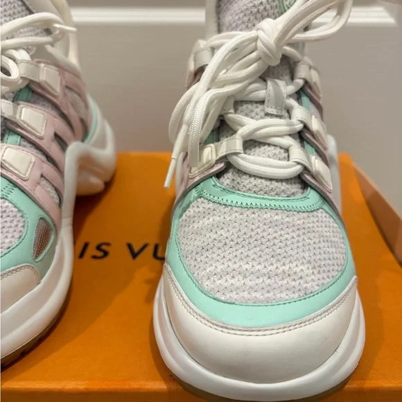 Louis Vuitton Pastel Multi-Panel Chunky Sneakers - Pink, Mint & Yellow - Picture 4 of 13